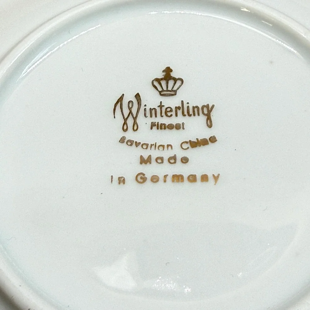 Winterling Green Ming Demitasse Cup Saucer Bavaria Germany Gold Trim